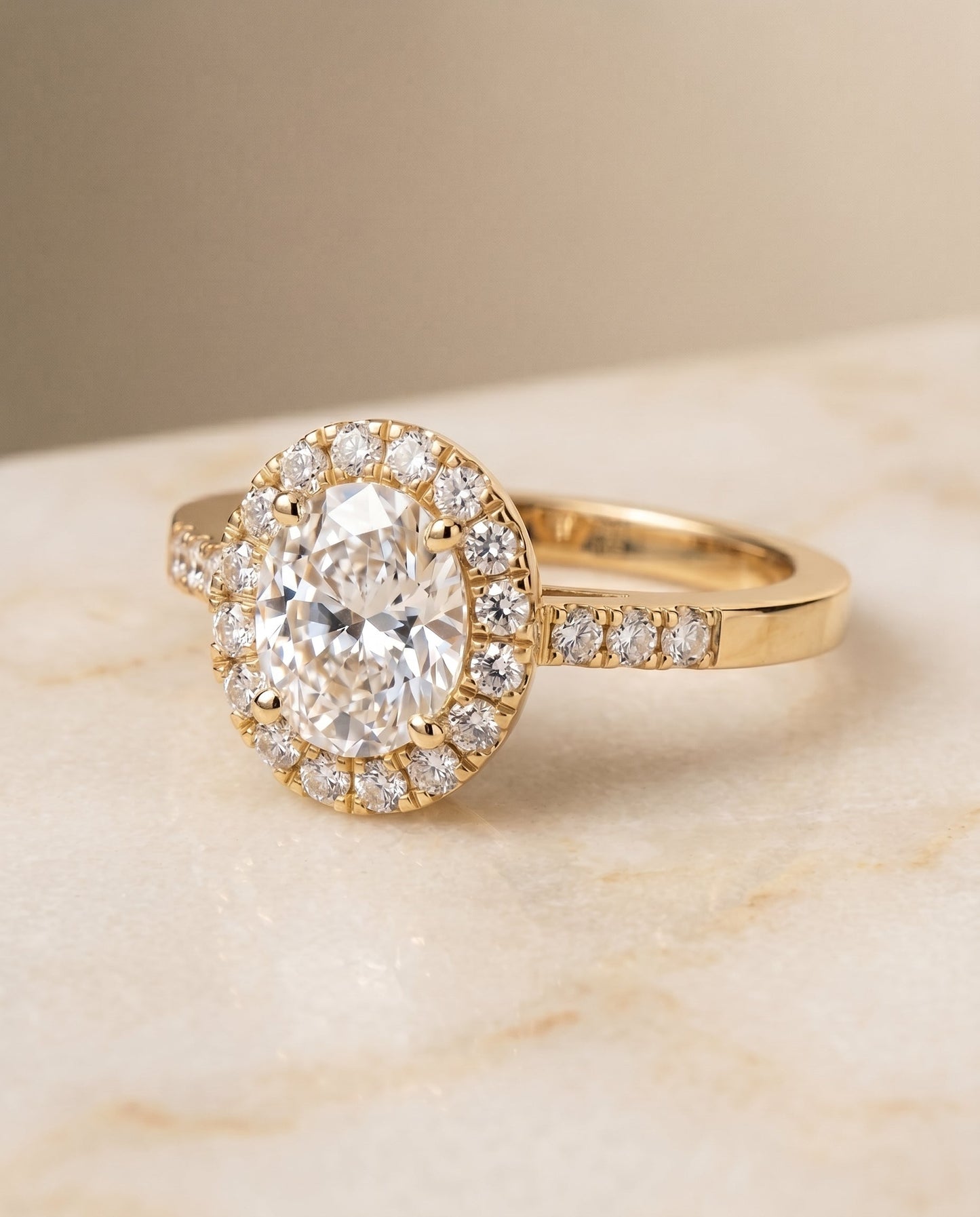 The Crimson Select Halo Engagement Ring with Lab Diamond in 18K Yellow Gold - view 1