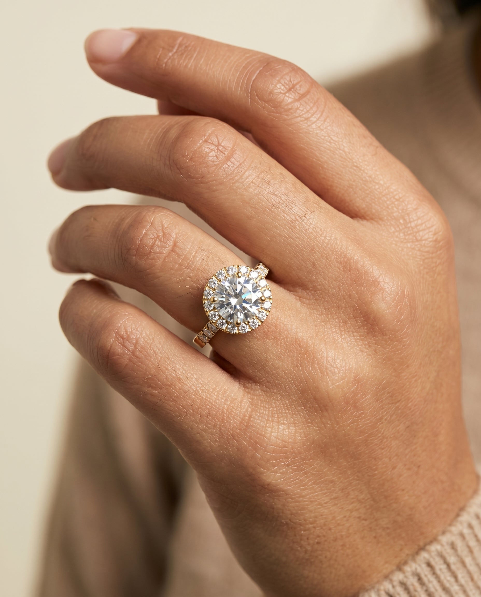 The Crimson engagement ring setting in 18K Yellow Gold, east west horizontal halo design | RockHer