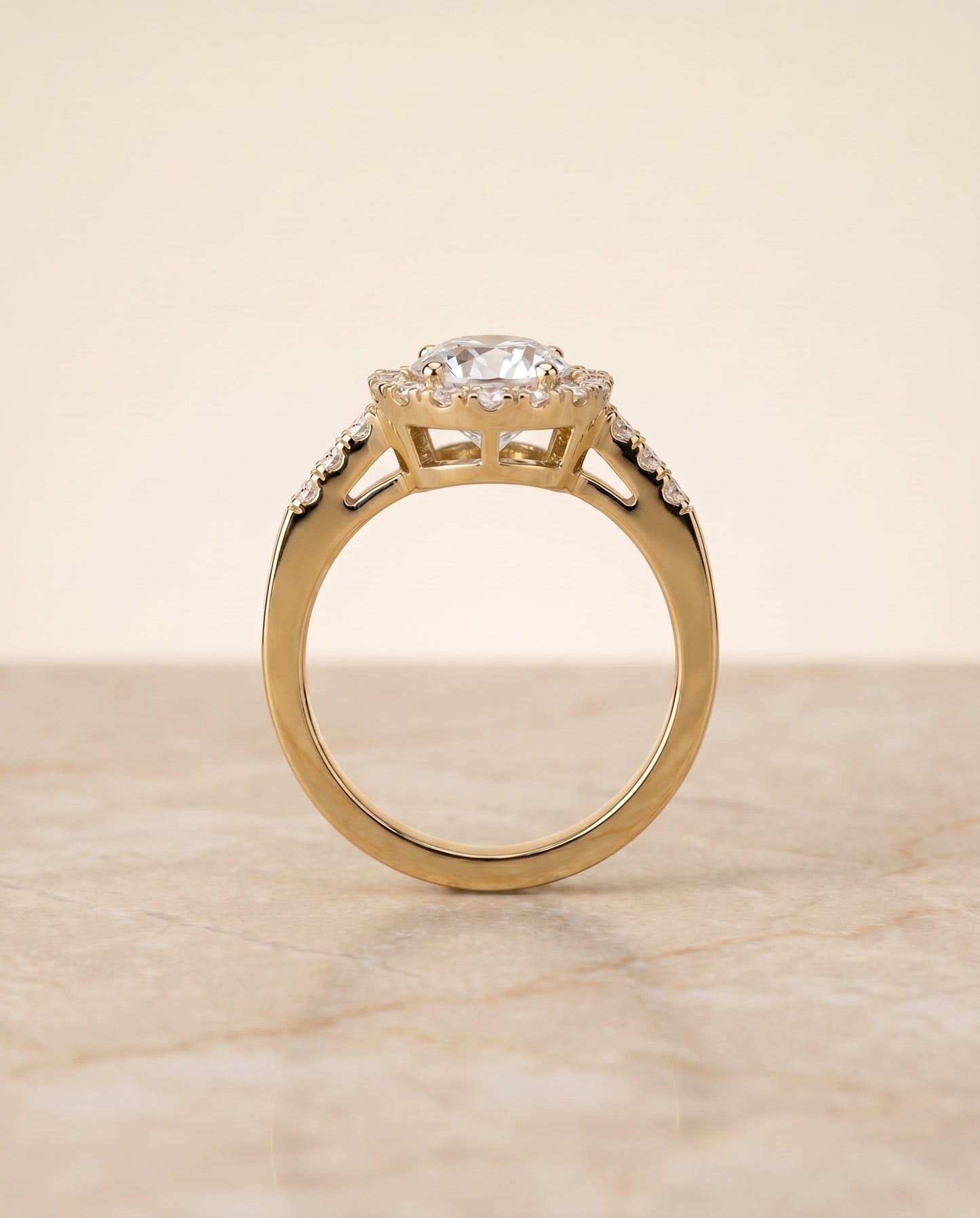 The Crimson Select Halo Engagement Ring with Lab Diamond in 18K Yellow Gold - view 5