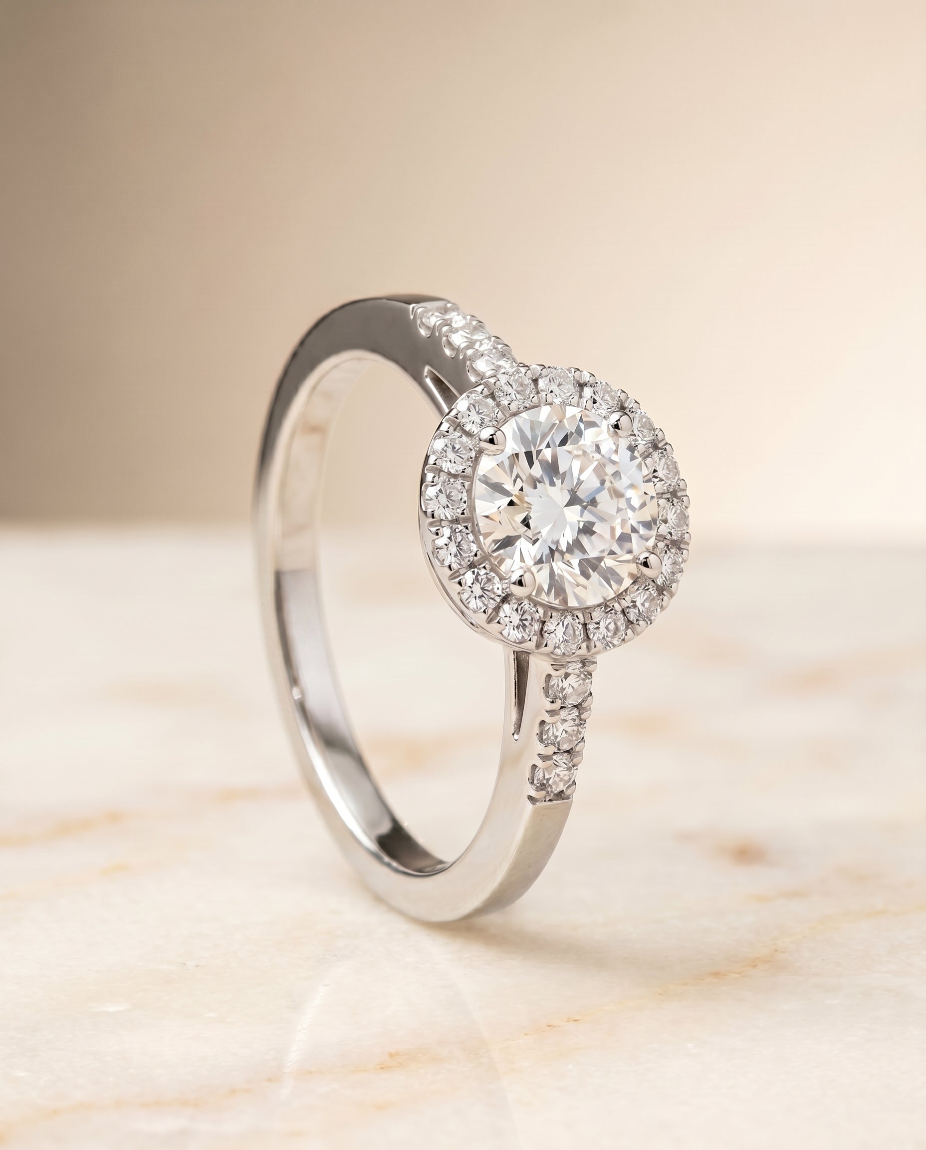 The Crimson setting for round diamonds, made to order in 18K White Gold | RockHer
