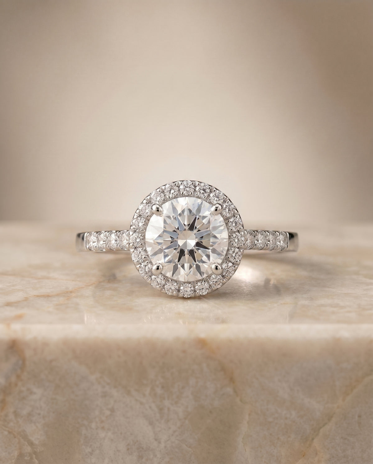 The Crimson round engagement ring setting in 18K White Gold | RockHer