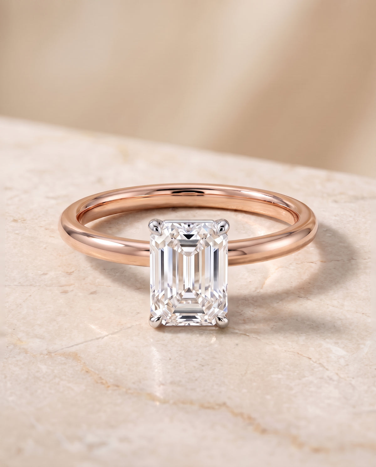 The Cyndi emerald engagement ring setting in 14K Rose Gold | RockHer