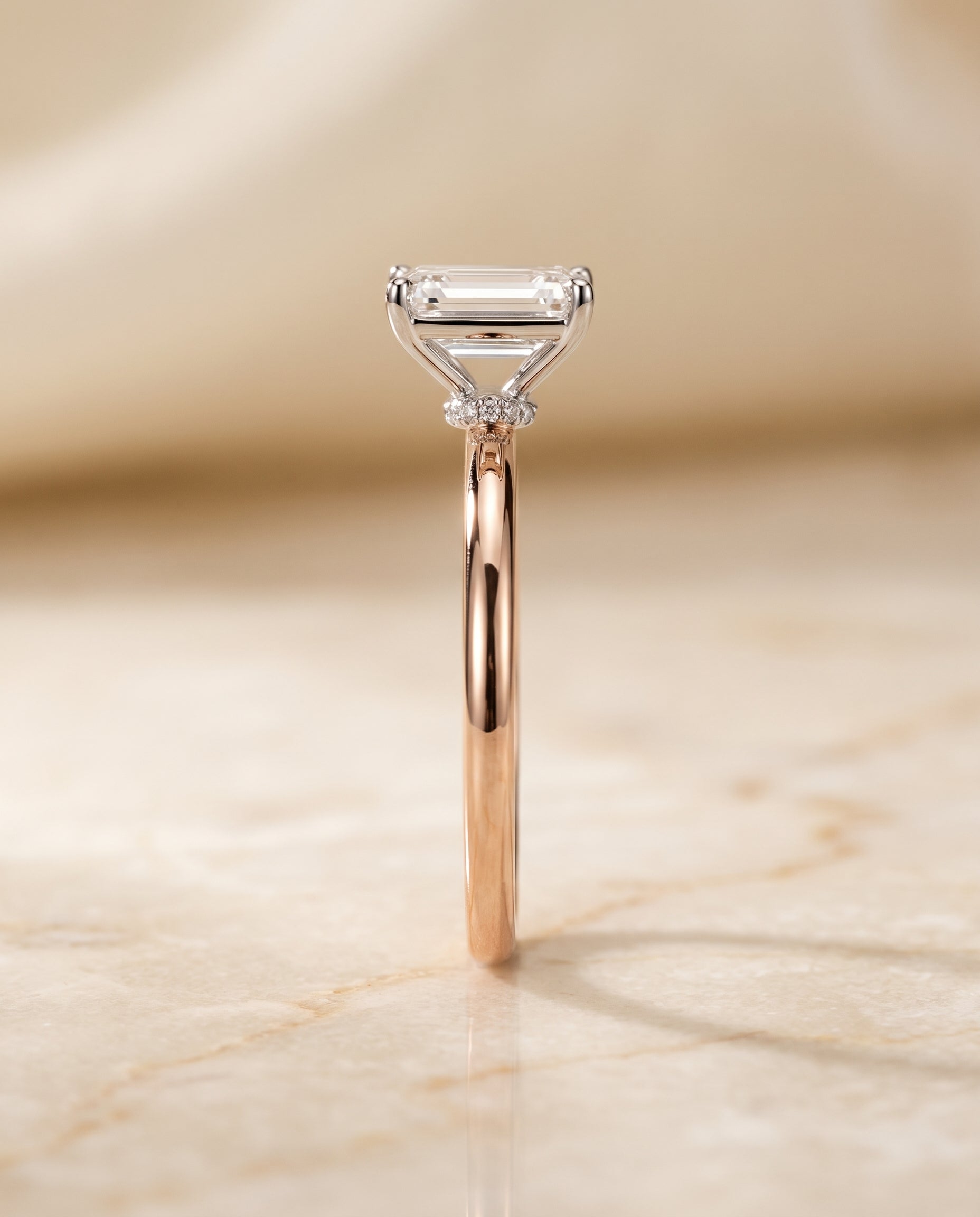 The Cyndi setting for emerald diamonds, made to order in 14K Rose Gold | RockHer