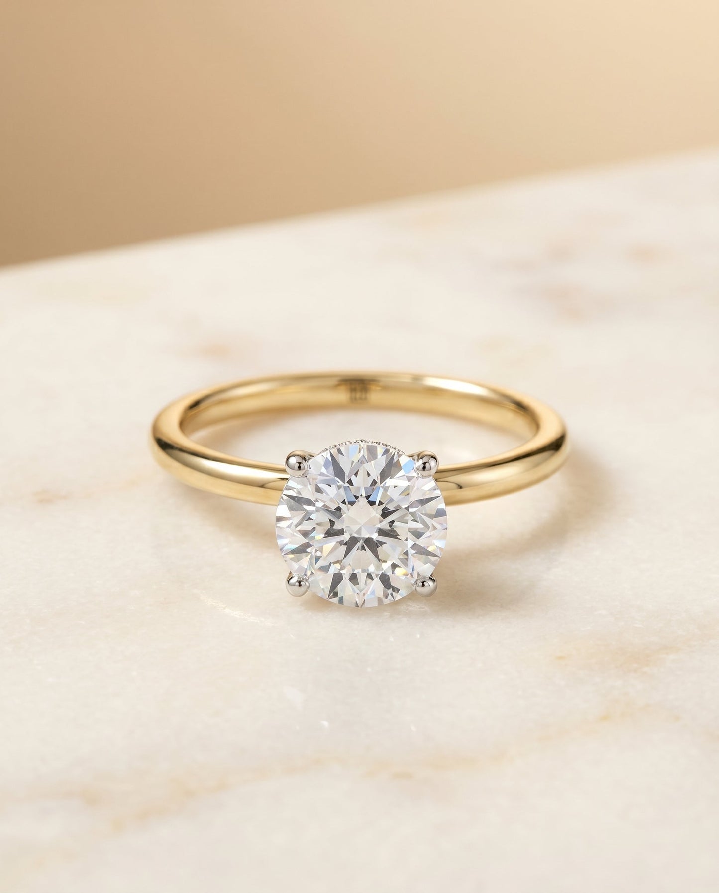 Cyndi Select Curved Hidden Halo Solitaire Oval in 18K Yellow Gold – view 1