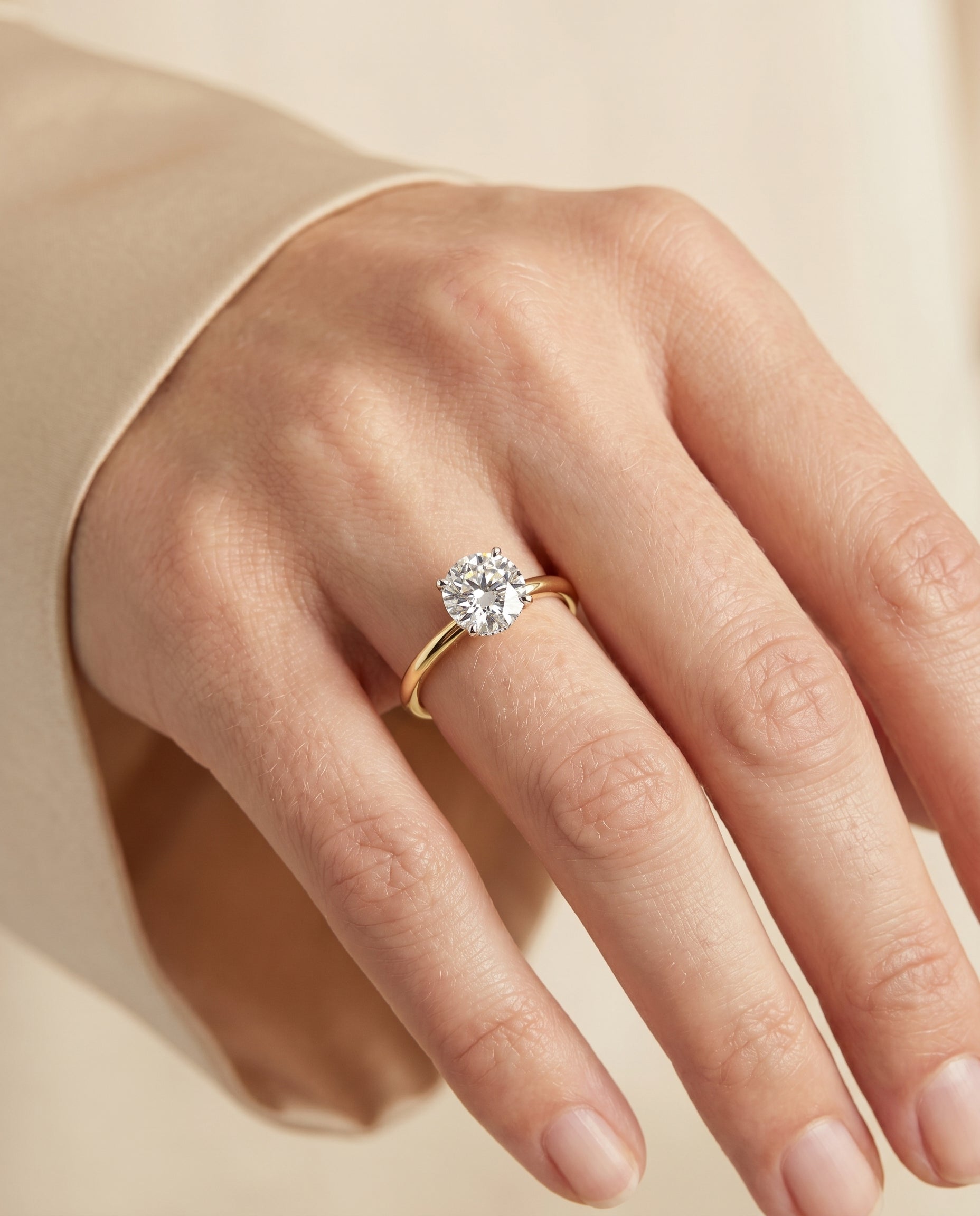 The Cyndi engagement ring setting in 18K Yellow Gold, curved hidden halo solitaire design | RockHer