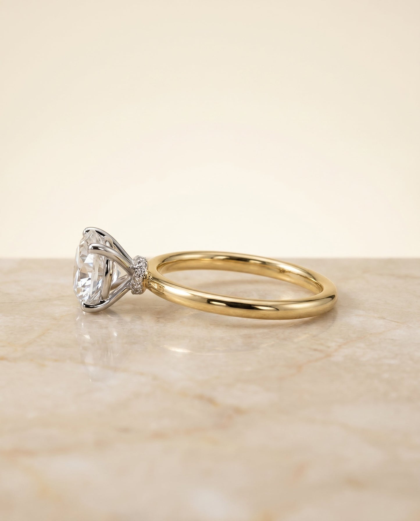 Cyndi Select Curved Hidden Halo Solitaire in 18K Yellow Gold – view 6
