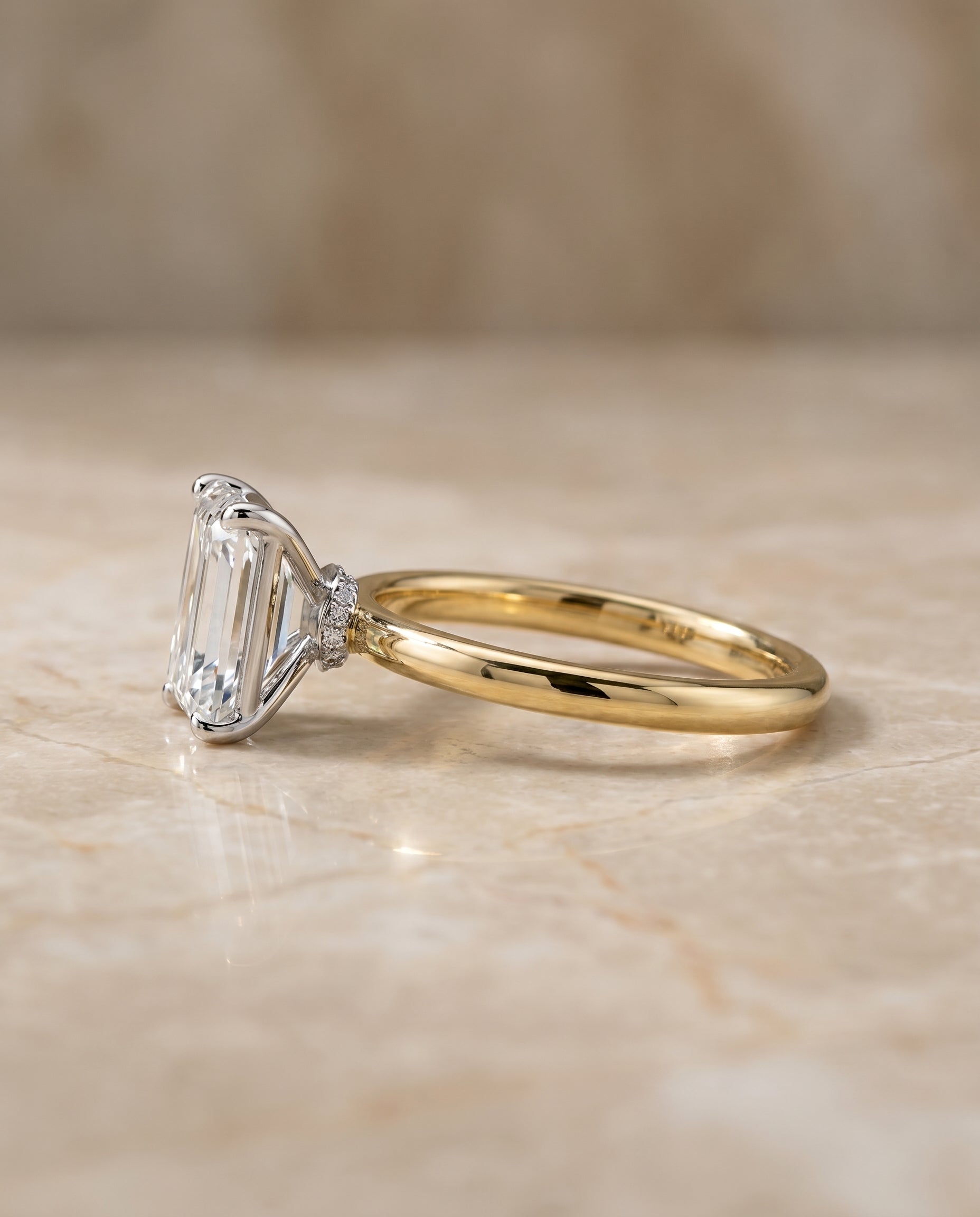 The Cyndi setting for emerald diamonds, made to order in 18K Yellow Gold | RockHer