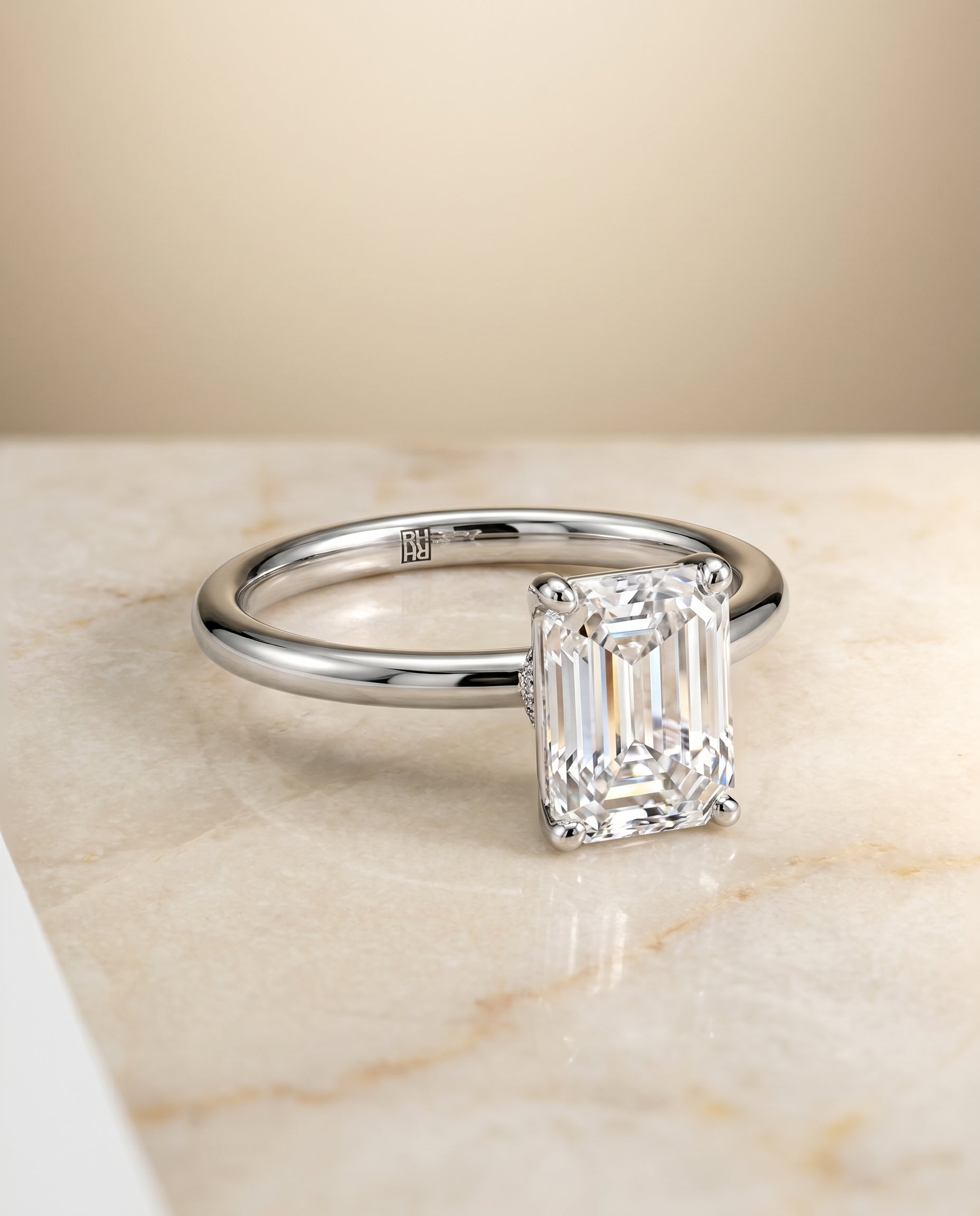 The Cyndi setting for emerald diamonds, made to order in 18K White Gold | RockHer