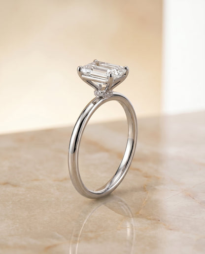 Select Solitaire Cut styling on The Cyndi emerald engagement ring setting | RockHer