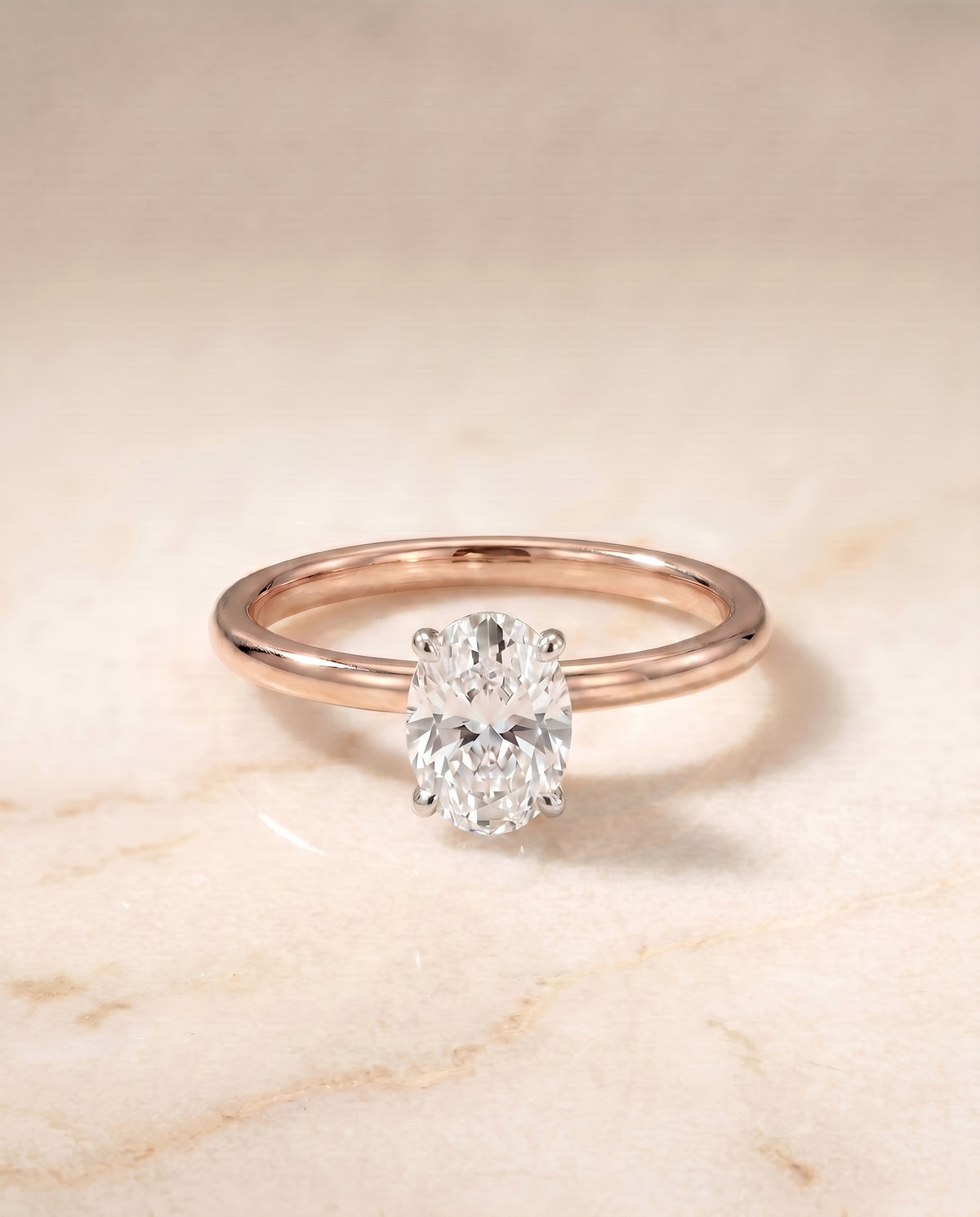 The Cyndi oval engagement ring setting in 14K Rose Gold | RockHer