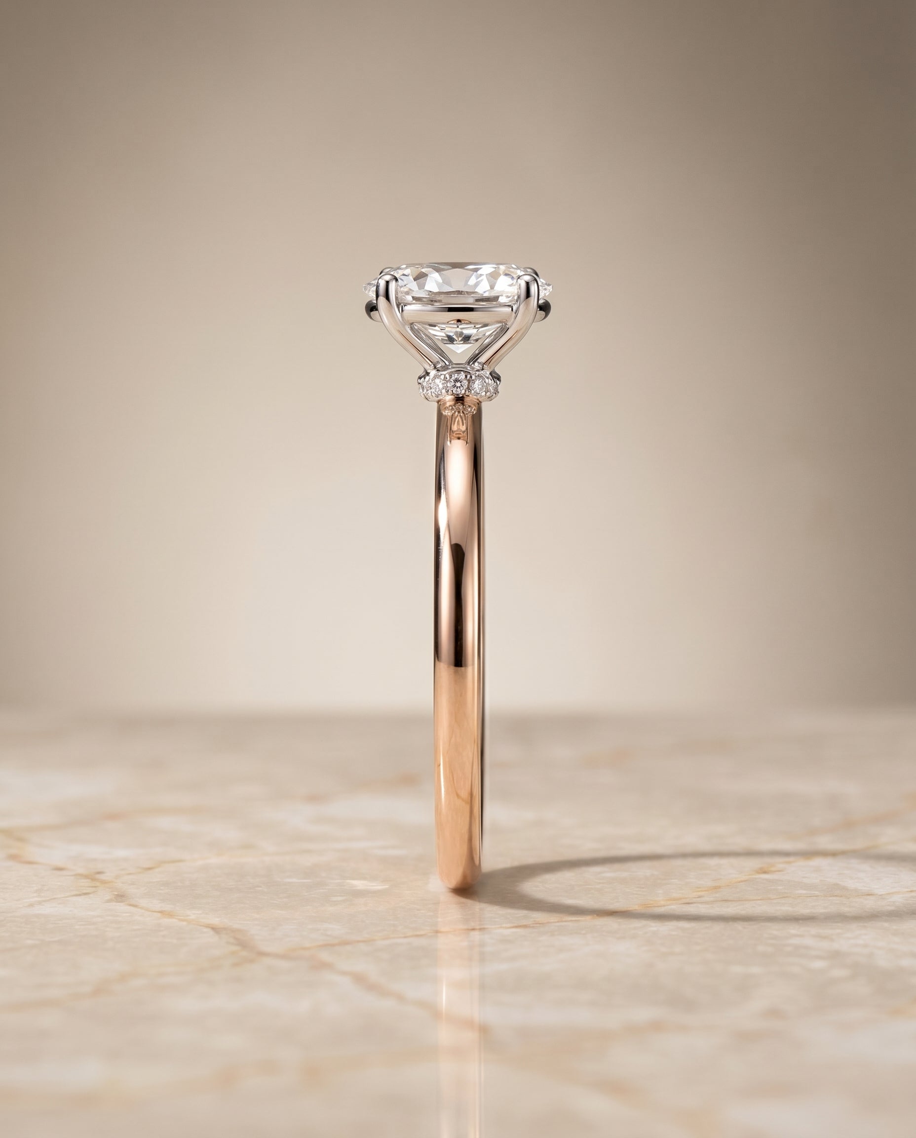 The Cyndi setting for oval diamonds, made to order in 14K Rose Gold | RockHer
