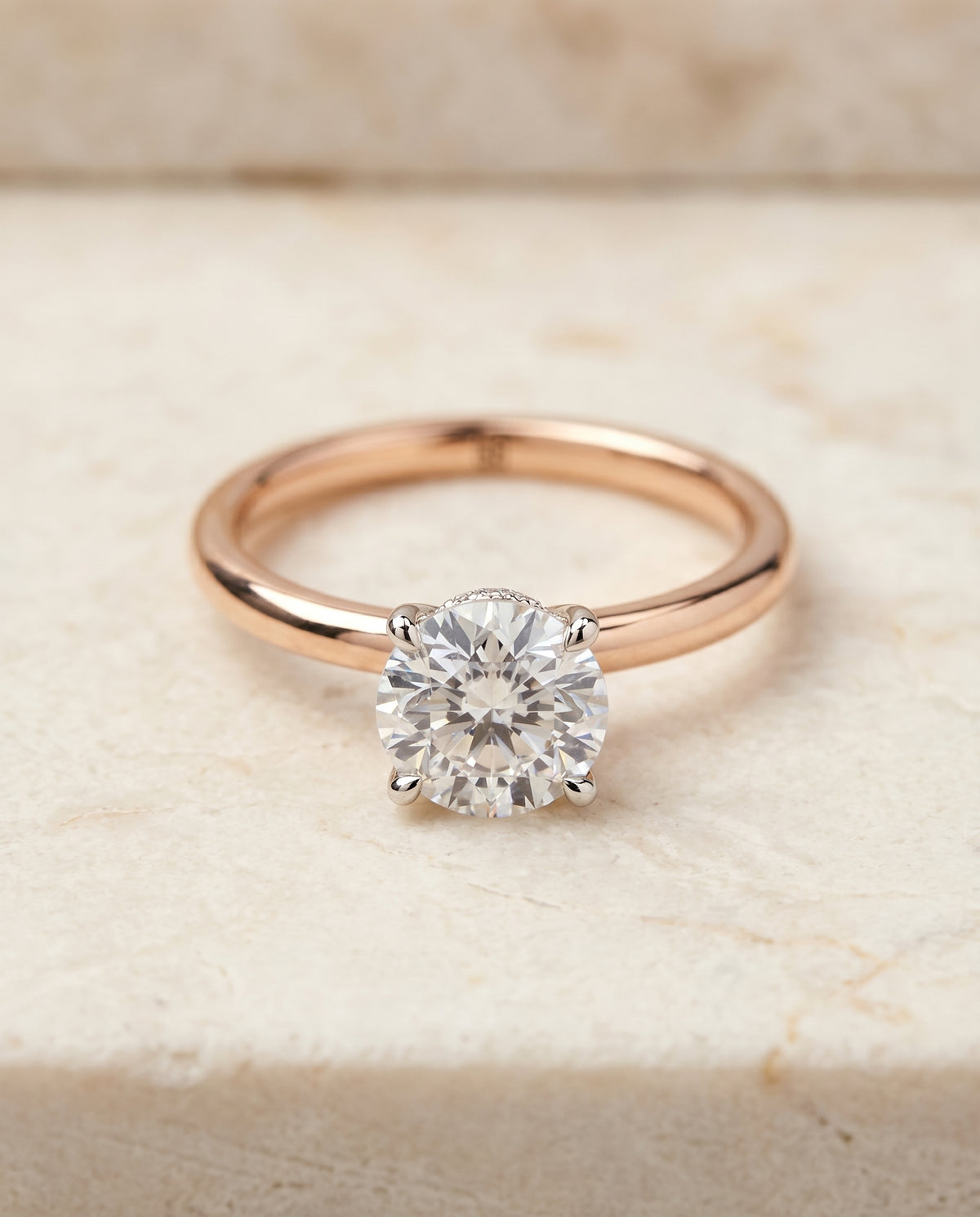 The Cyndi round engagement ring setting in 14K Rose Gold | RockHer