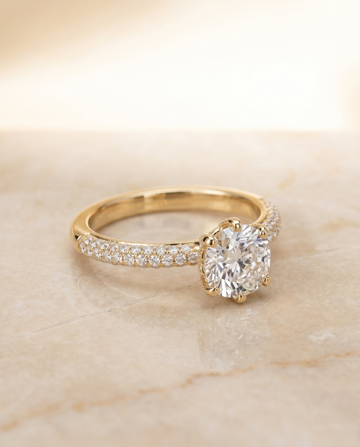 The Daisy cushion engagement ring setting in 18K Yellow Gold | RockHer