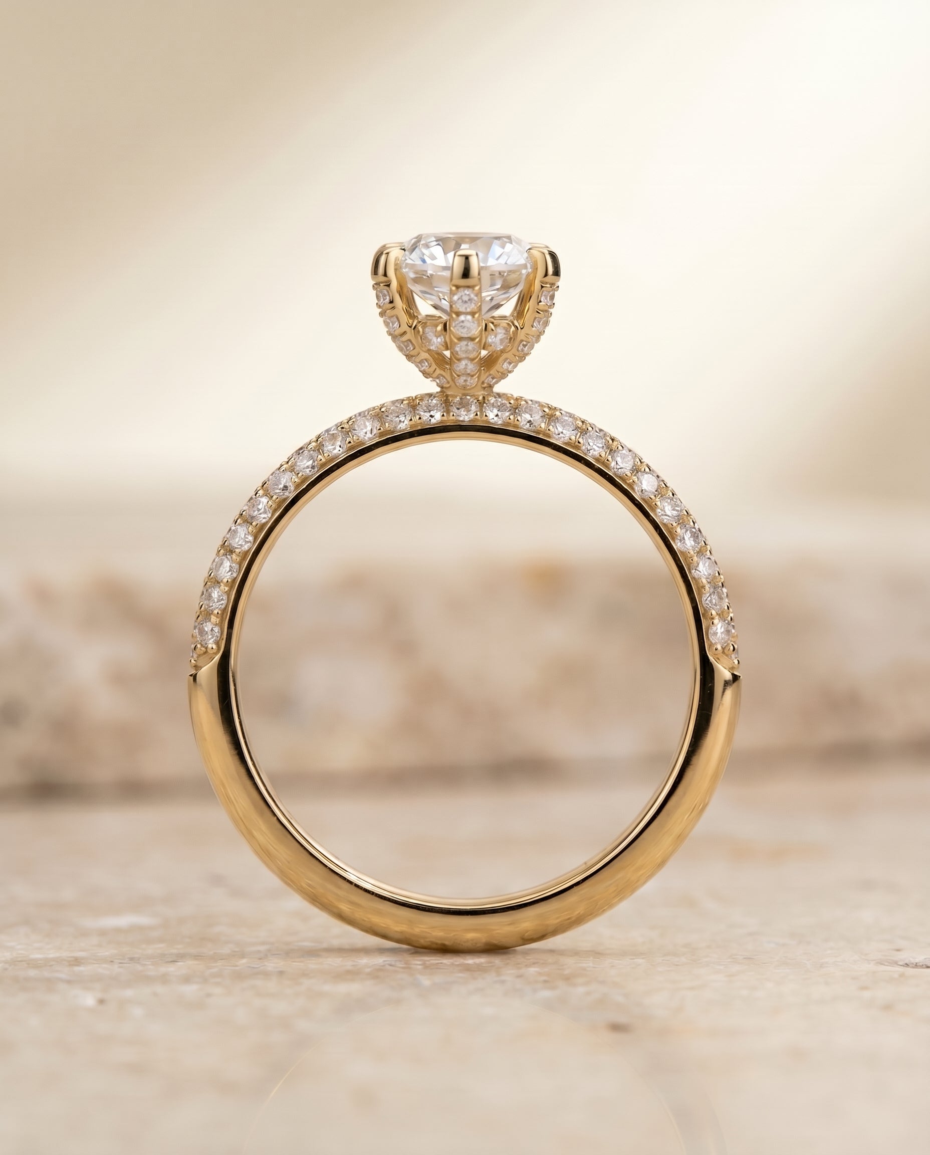 The Daisy setting for cushion diamonds, made to order in 18K Yellow Gold | RockHer