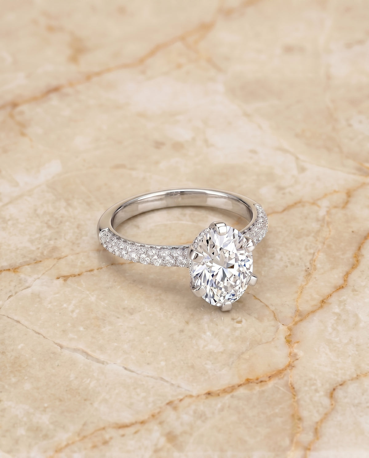 The Daisy oval engagement ring setting in 18K White Gold | RockHer