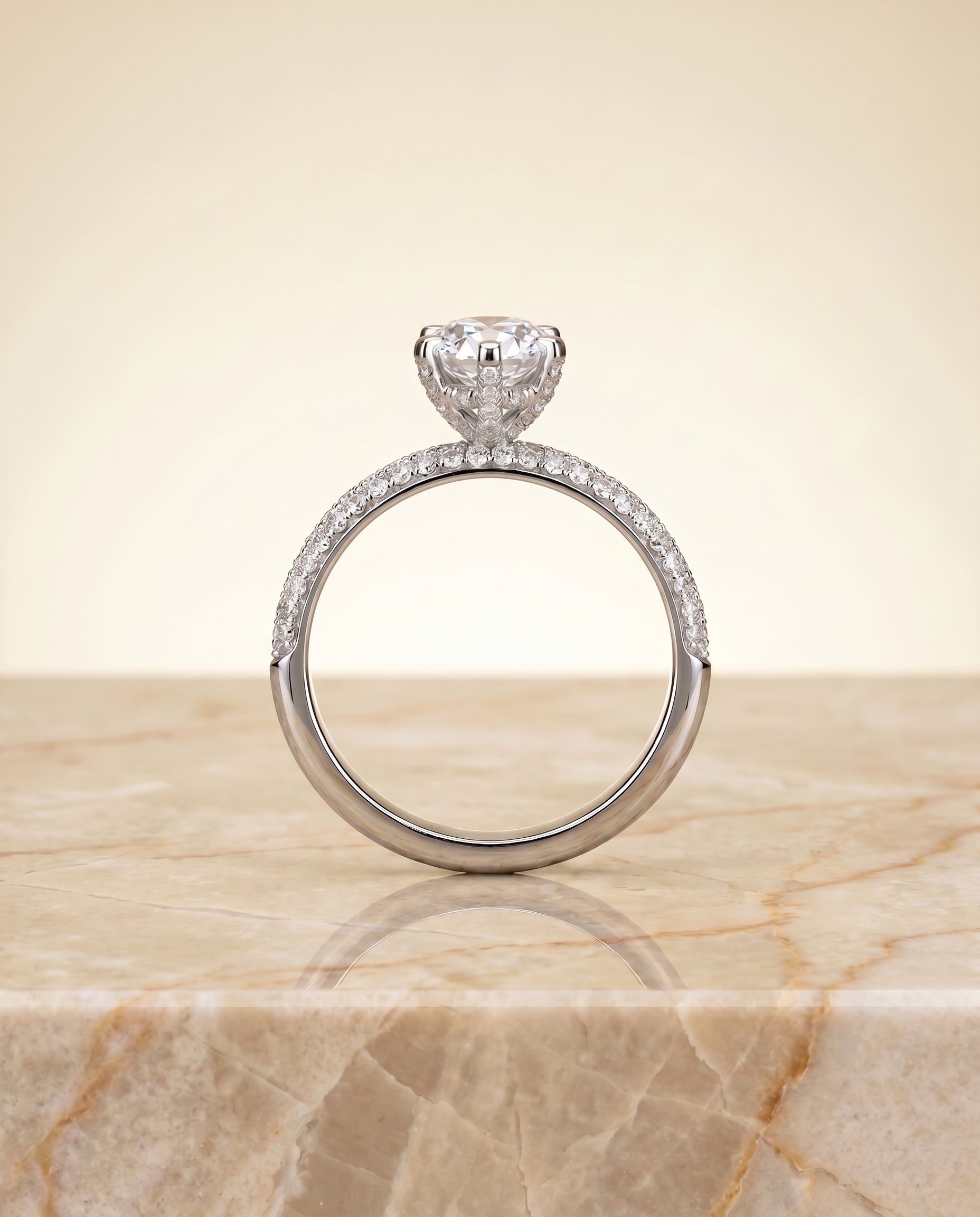 The Daisy setting for oval diamonds, made to order in 18K White Gold | RockHer