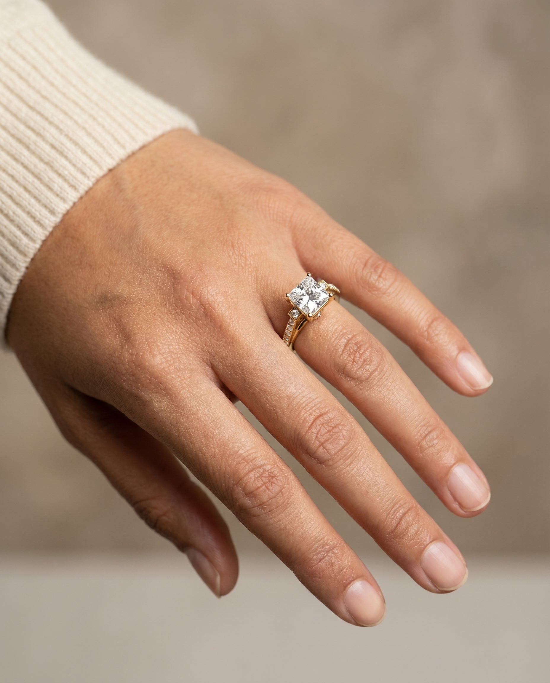 The Demi setting for princess diamonds, made to order in 18K Yellow Gold | RockHer