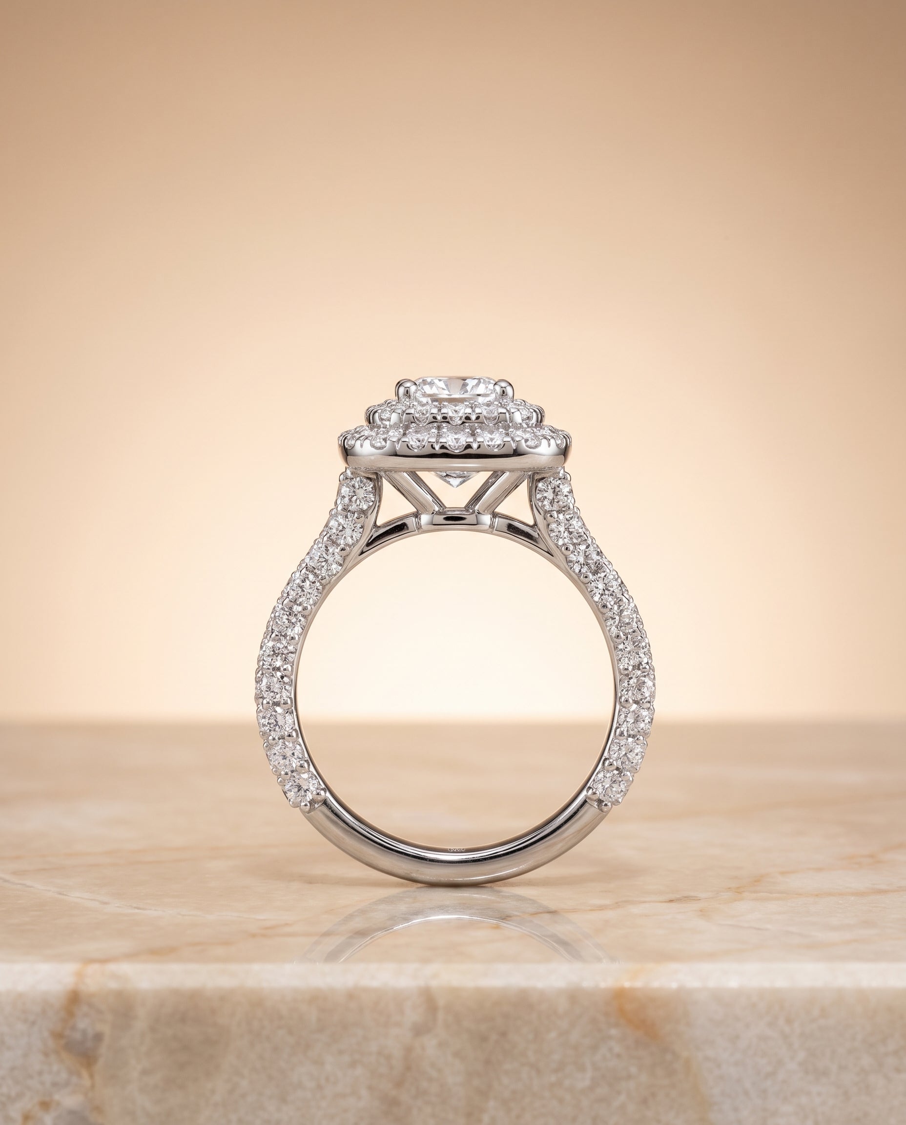 The Dinah setting for cushion diamonds, made to order in Platinum | RockHer