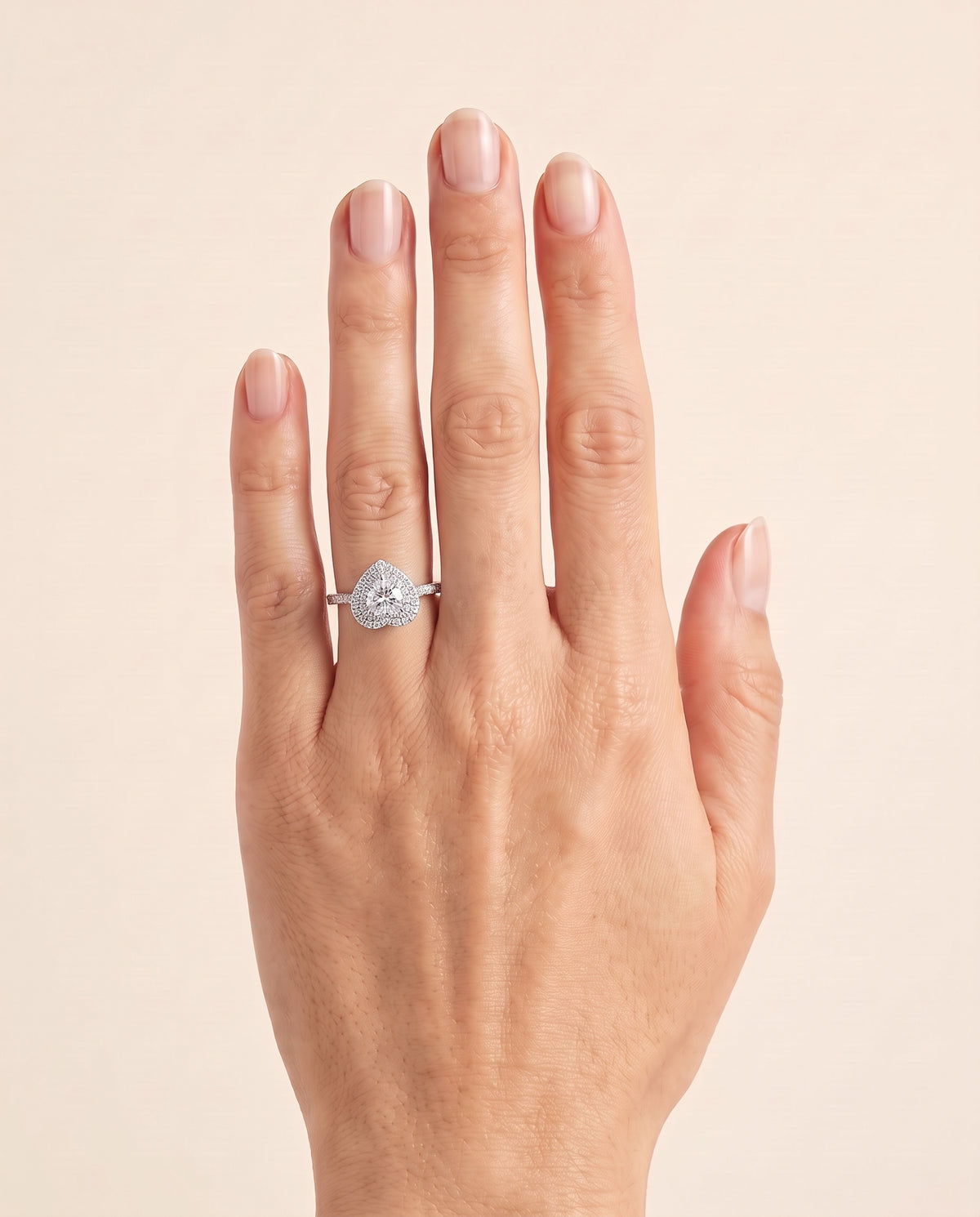 The Dinah Double Halo Heart Engagement Ring Setting in 18K White Gold