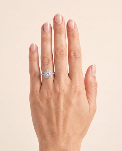 The Dinah Double Halo Heart Engagement Ring Setting in 18K White Gold