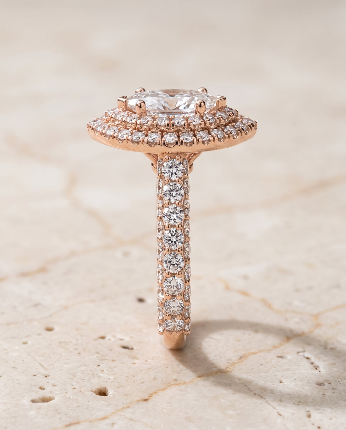 The Dinah Double Halo Marquise Engagement Ring Setting in 14K Rose Gold