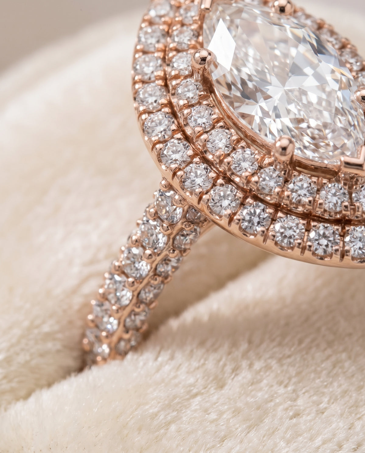 The Dinah Double Halo Marquise Engagement Ring Setting in 14K Rose Gold
