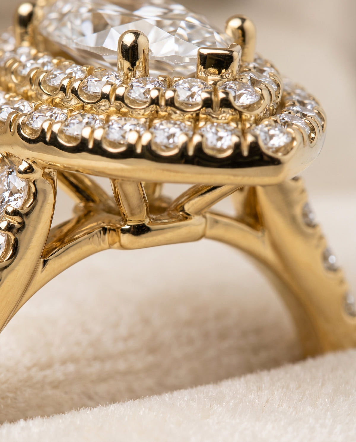 18K Yellow Gold band of The Dinah marquise engagement ring setting | RockHer