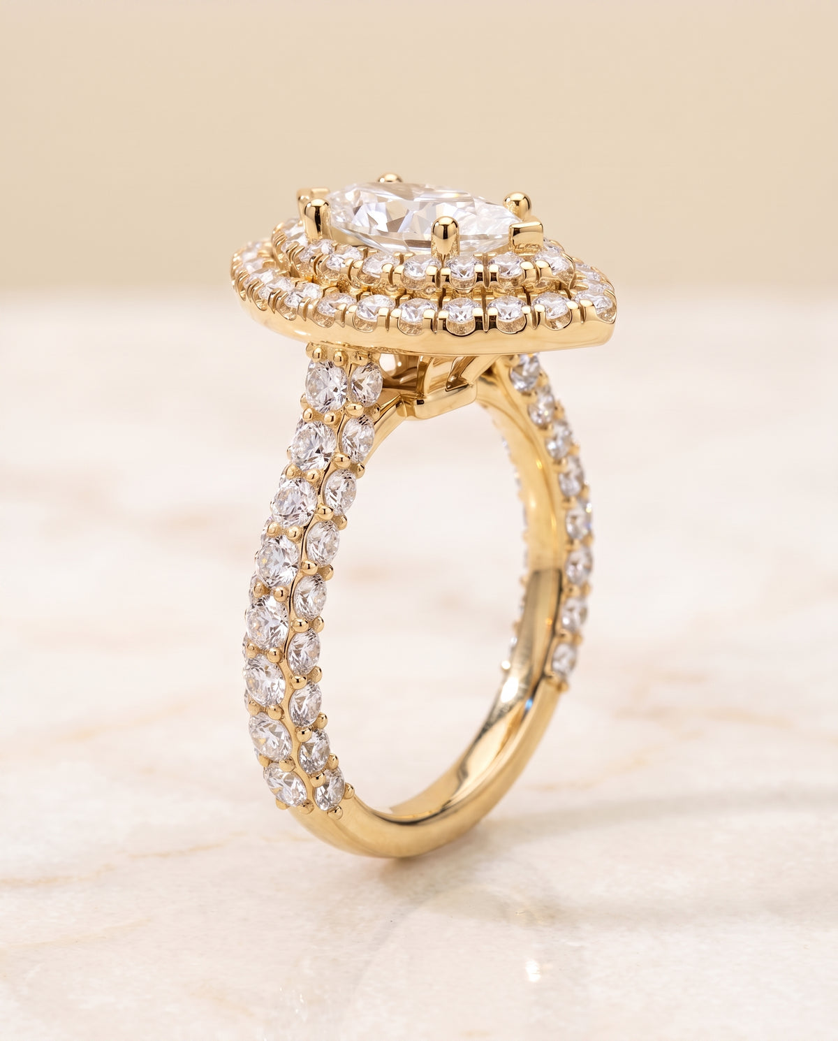 Double Halo styling on The Dinah marquise engagement ring setting | RockHer