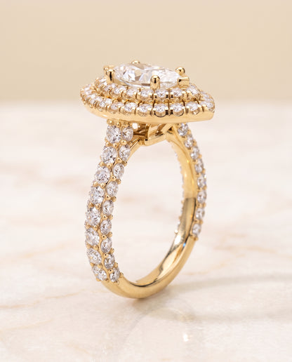 The Dinah Double Halo Marquise Engagement Ring Setting in 18K Yellow Gold