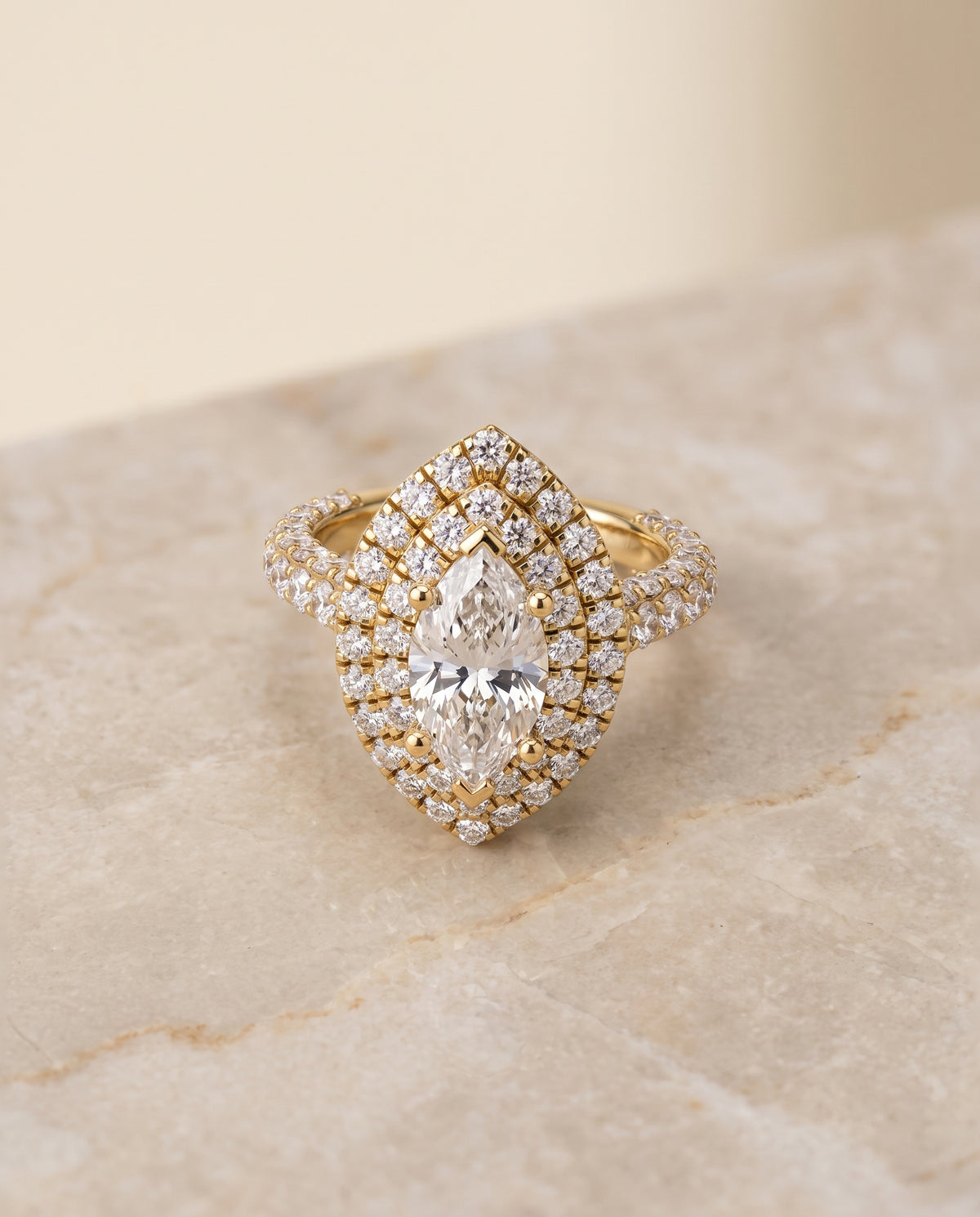 The Dinah marquise engagement ring setting in 18K Yellow Gold | RockHer