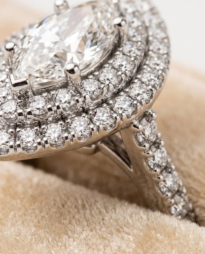 The Dinah Double Halo Marquise Engagement Ring Setting in 18K White Gold