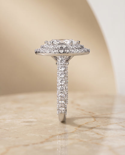 The Dinah Double Halo Marquise Engagement Ring Setting in 18K White Gold