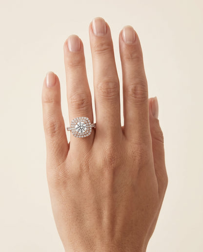 The Dinah Double Halo Round Engagement Ring Setting in 14K Rose Gold