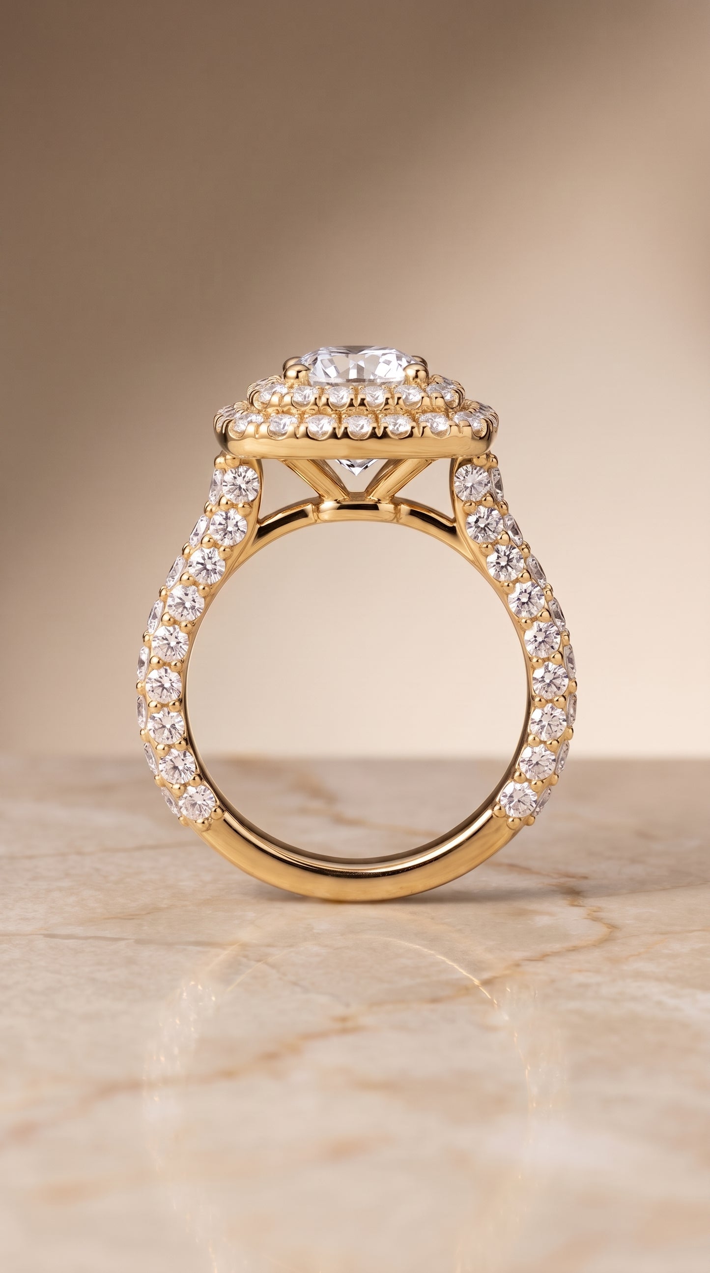 The Dinah Double Halo Round Engagement Ring Setting in 18K Yellow Gold