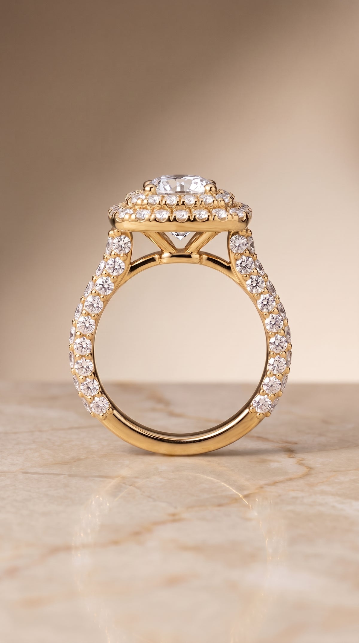 The Dinah setting for round diamonds, made to order in 18K Yellow Gold | RockHer