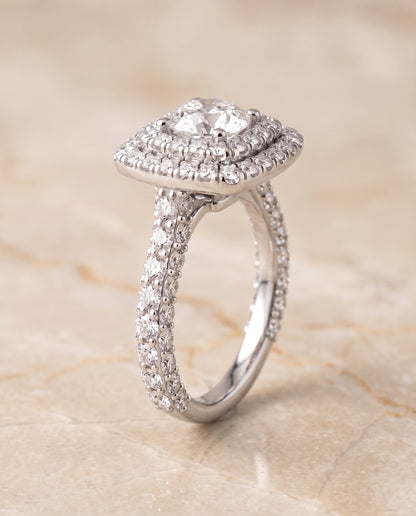 The Dinah Double Halo Round Engagement Ring Setting in Platinum