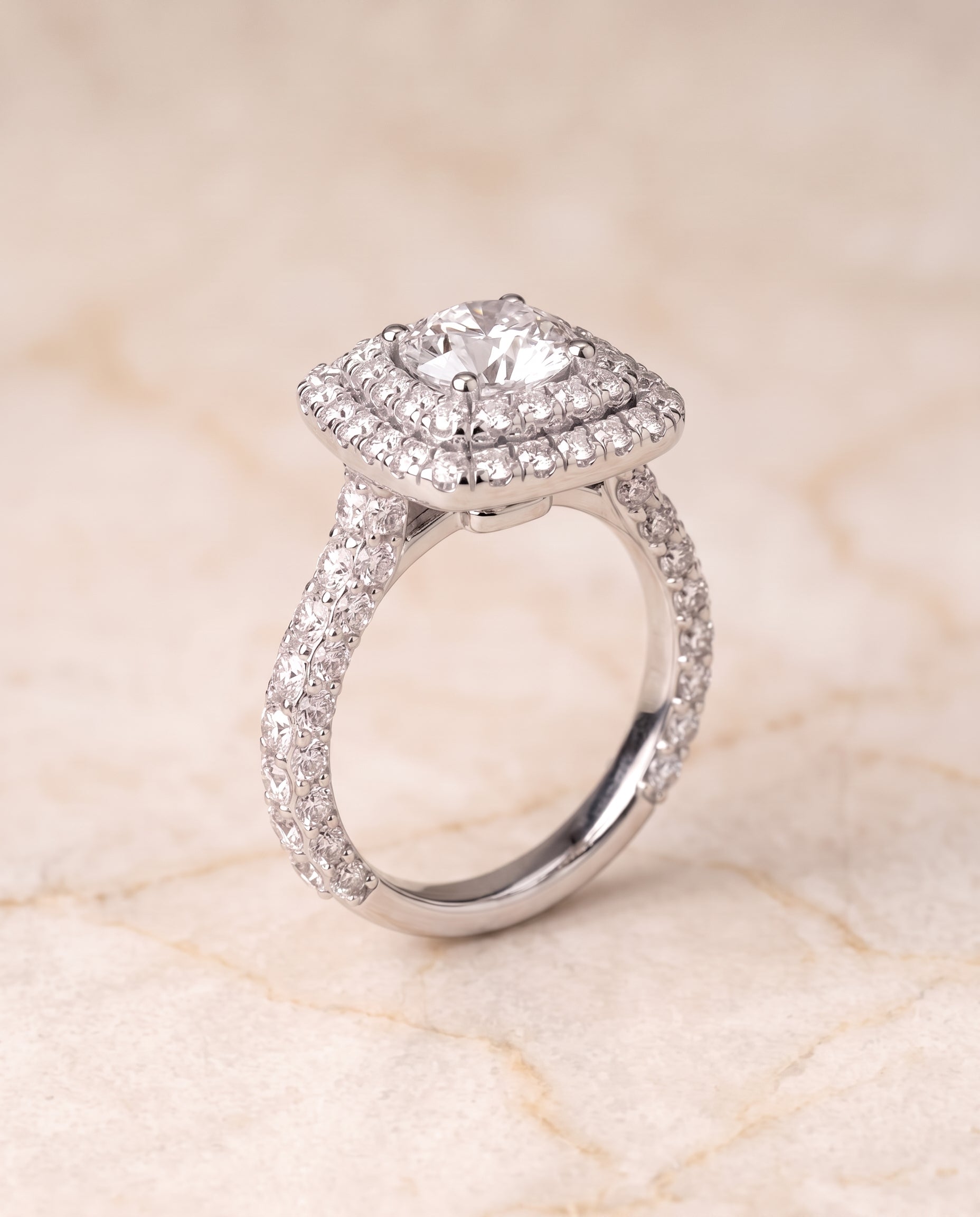 The Dinah setting for round diamonds, made to order in Platinum | RockHer