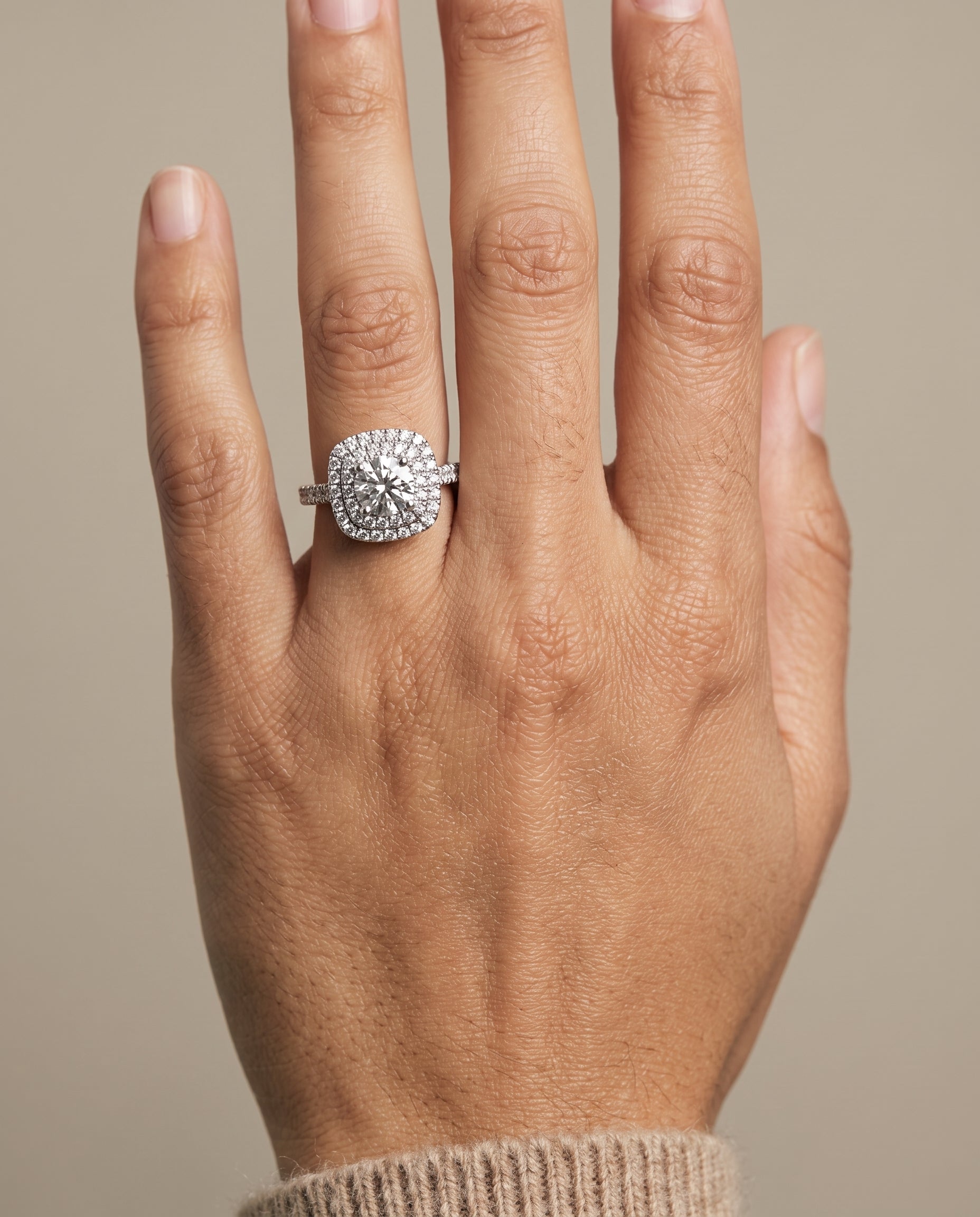 The Dinah engagement ring setting in Platinum, double halo design | RockHer