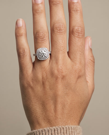 The Dinah Double Halo Round Engagement Ring Setting in Platinum