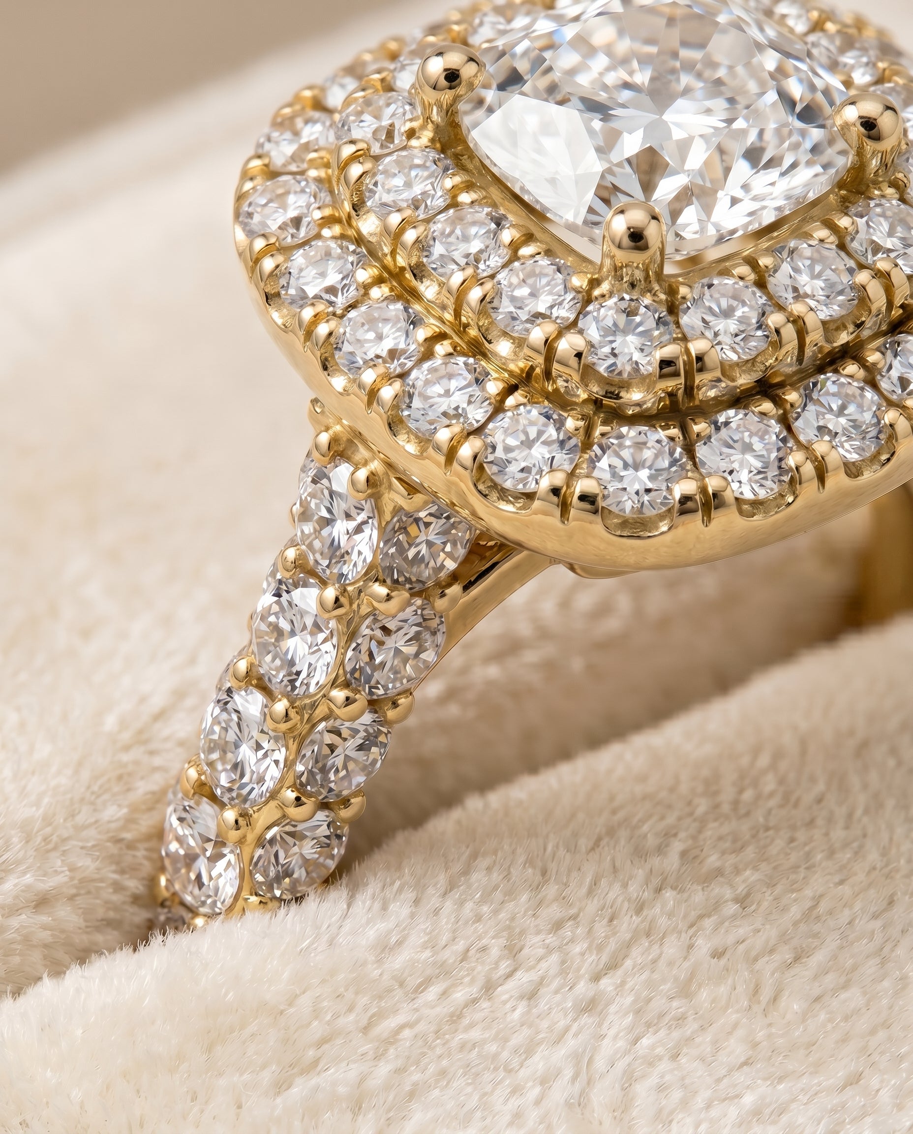 18K Yellow Gold band of The Dinah cushion engagement ring setting | RockHer