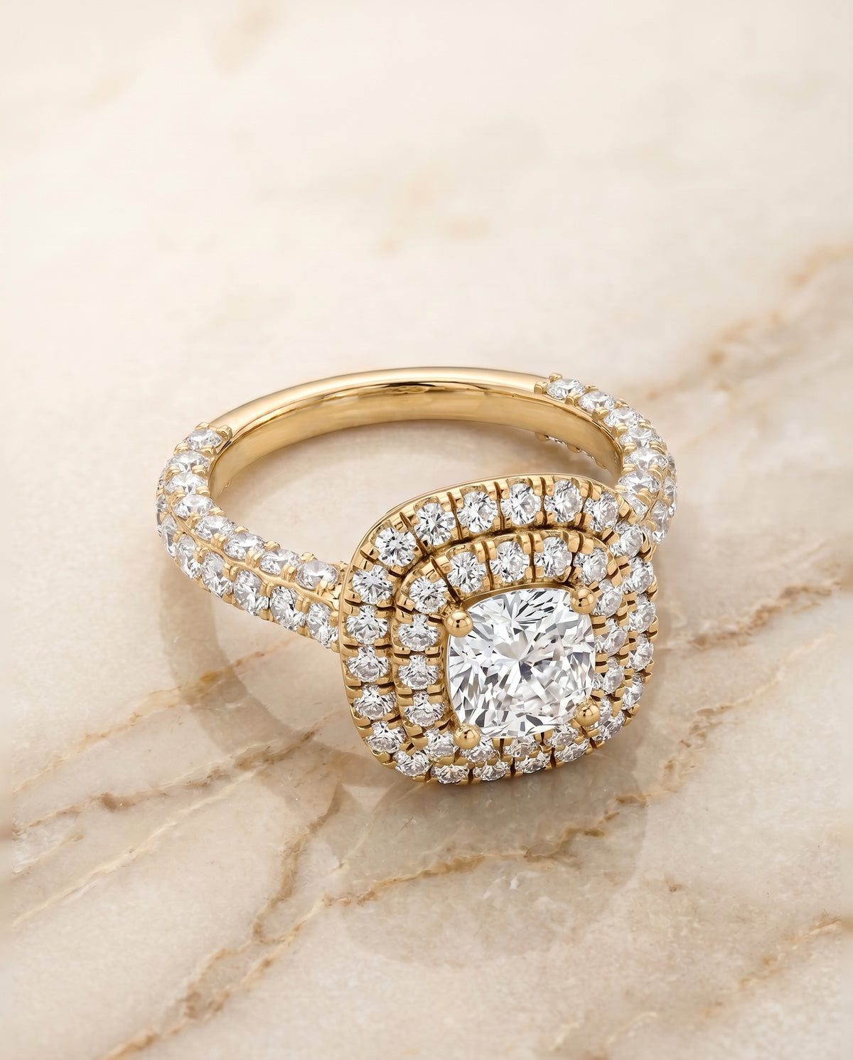The Dinah cushion engagement ring setting in 18K Yellow Gold | RockHer