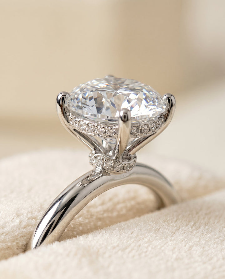 Dolly Select Double Hidden Halo Solitaire in Platinum – view 4