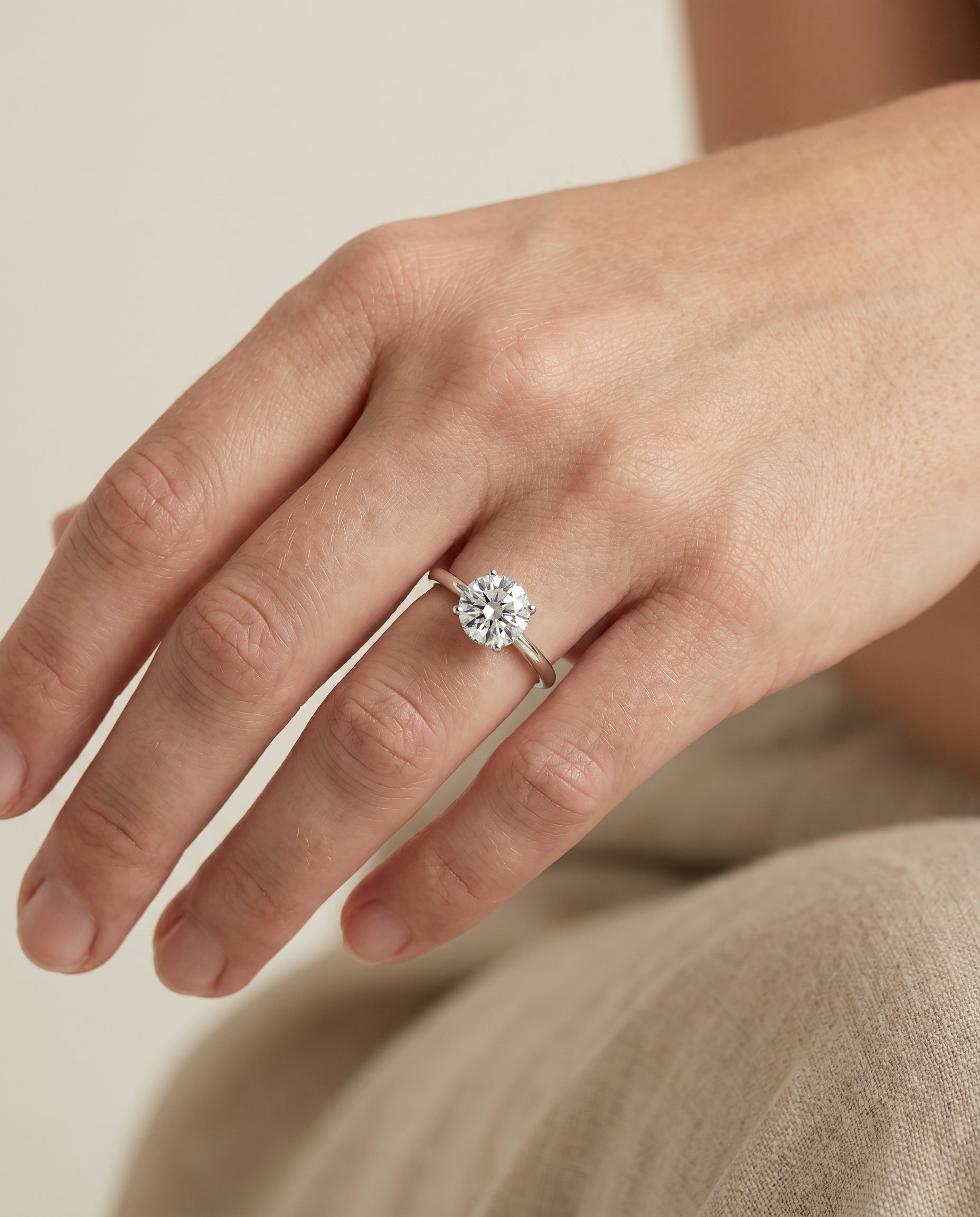 The Dolly setting for round diamonds, made to order in Platinum | RockHer