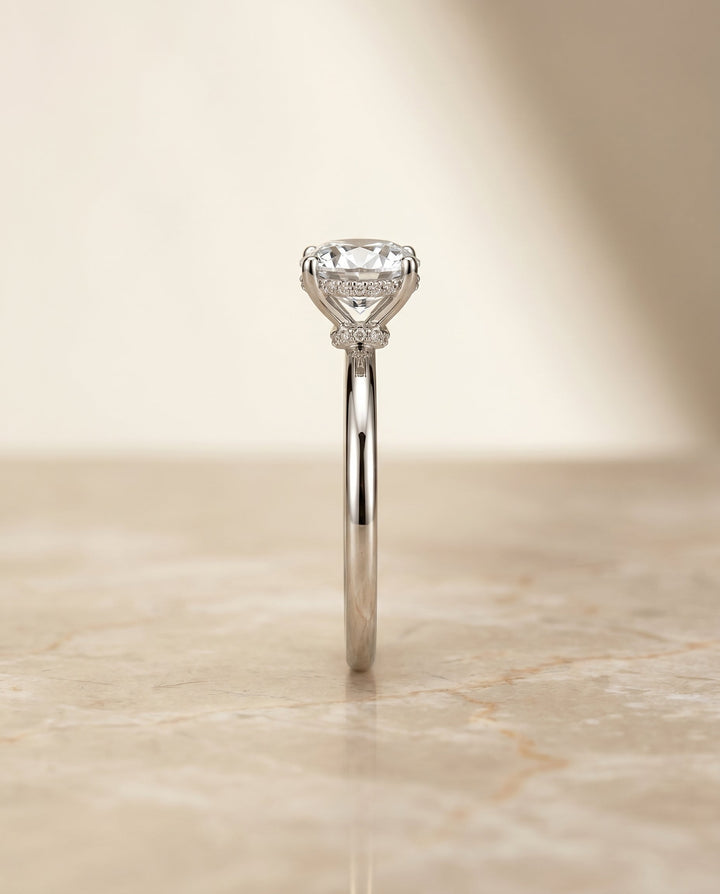 Dolly Select Double Hidden Halo Solitaire Oval in Platinum – view 6