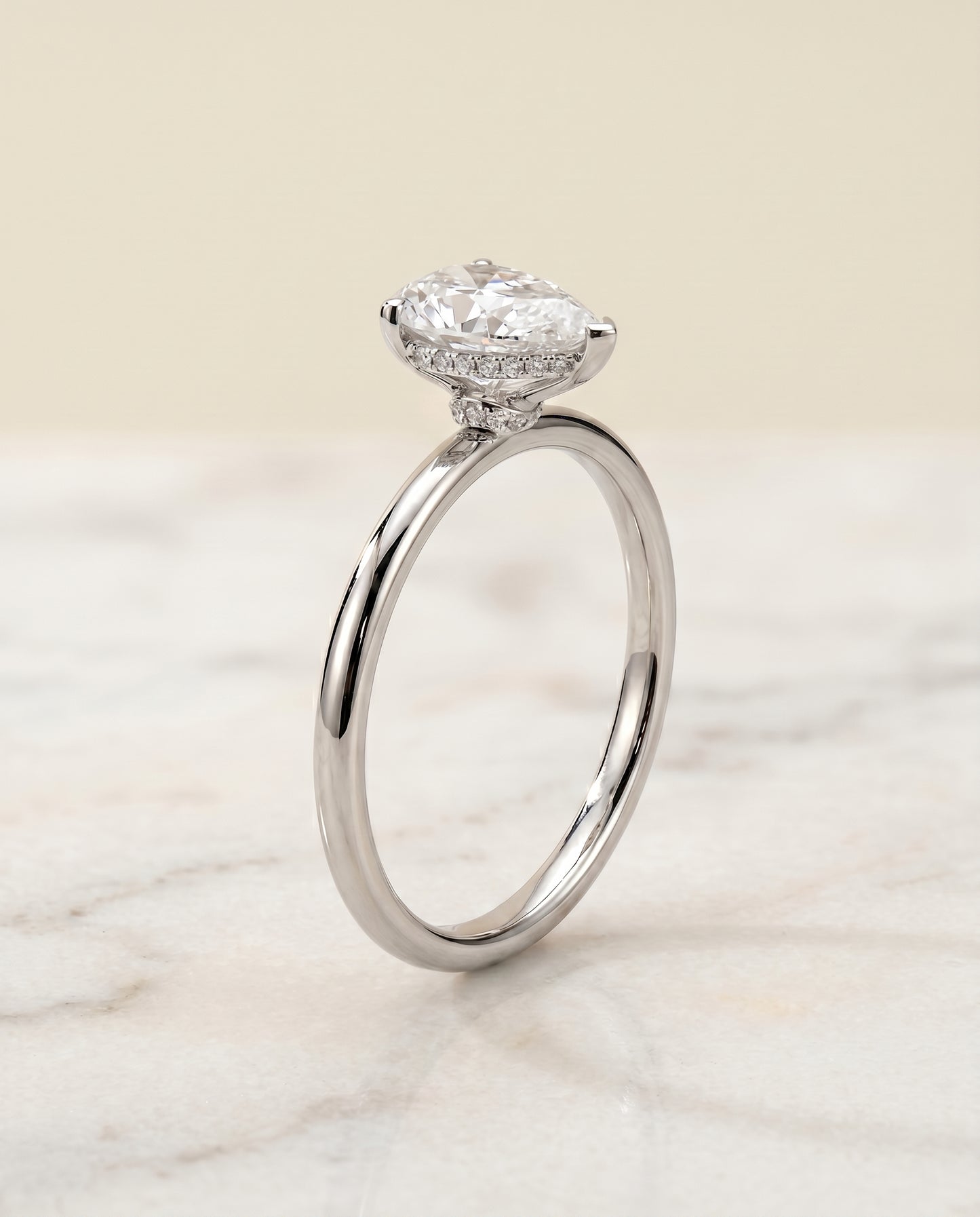 The Dolly Double Hidden Halo Solitaire Princess Cut Engagement Ring Setting in Platinum