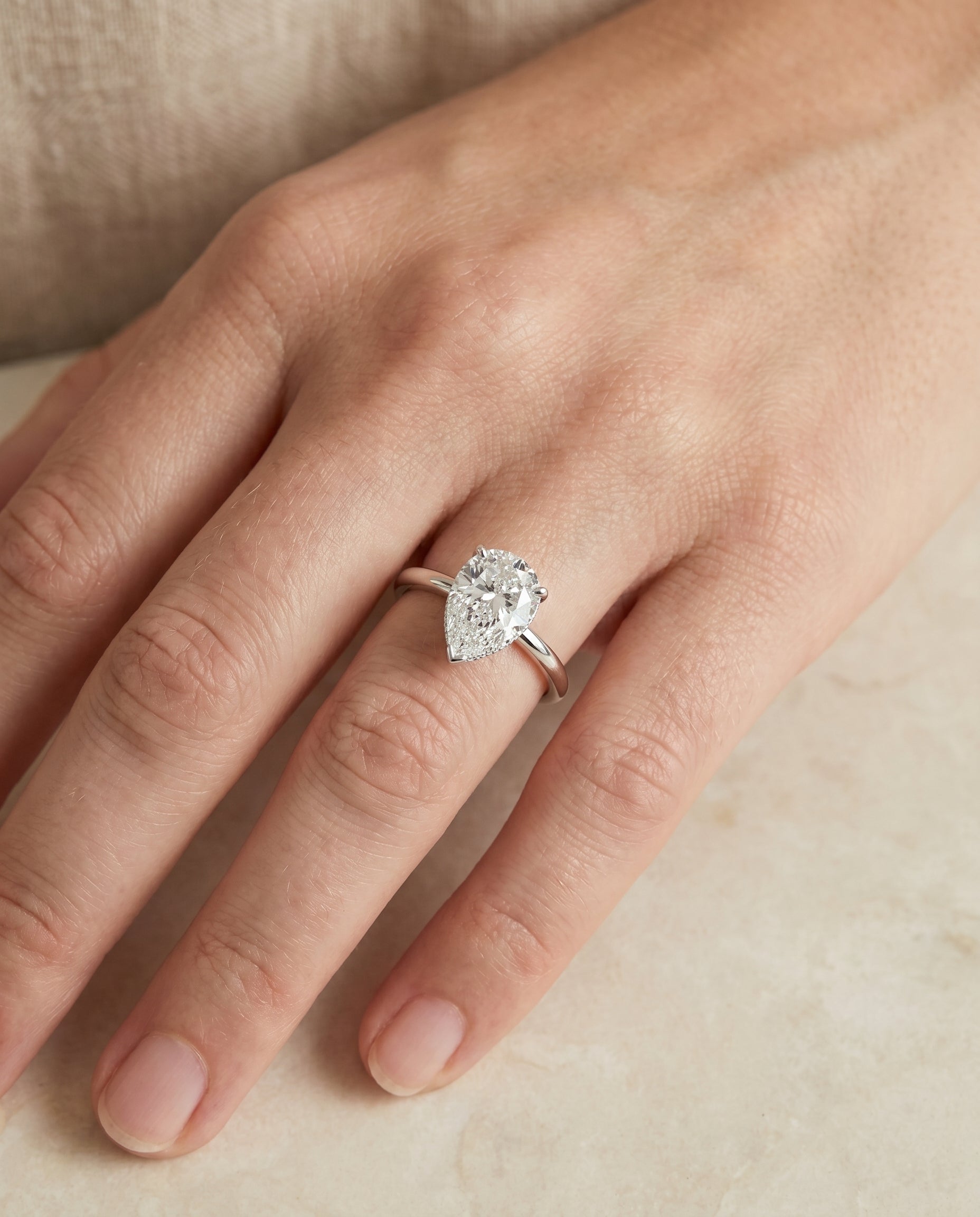 The Dolly engagement ring setting in 18K White Gold, double hidden halo solitaire design | RockHer