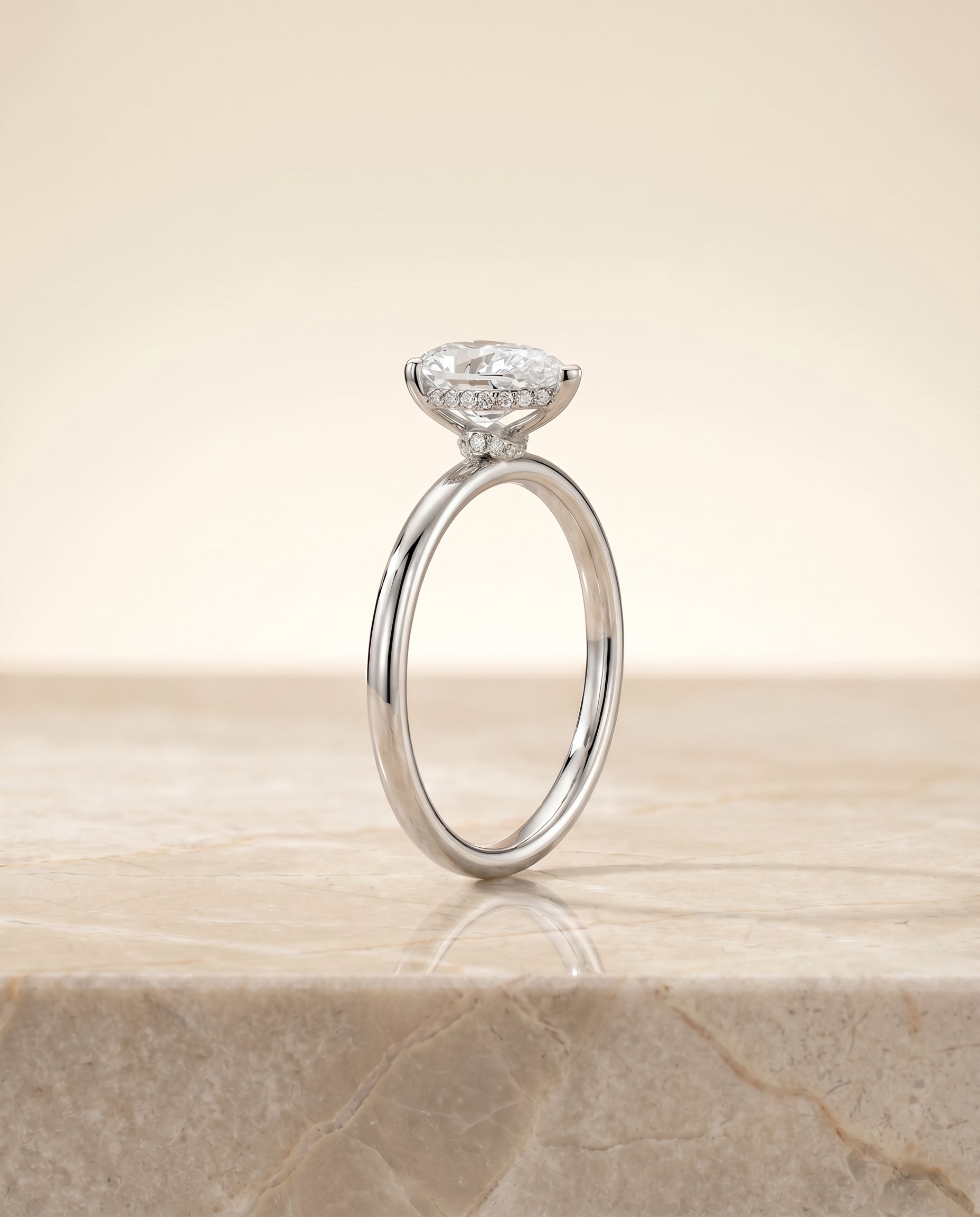 The Dolly setting for princess diamonds, made to order in 18K White Gold | RockHer