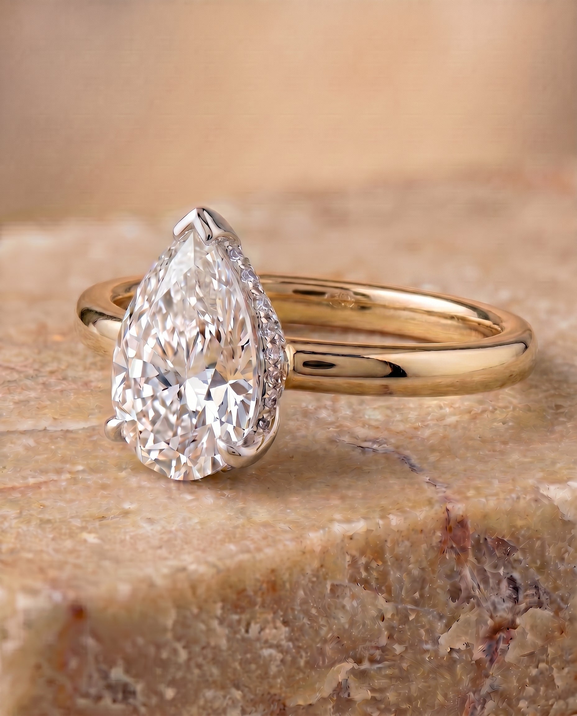 18K Yellow Gold band of The Dolly princess engagement ring setting | RockHer