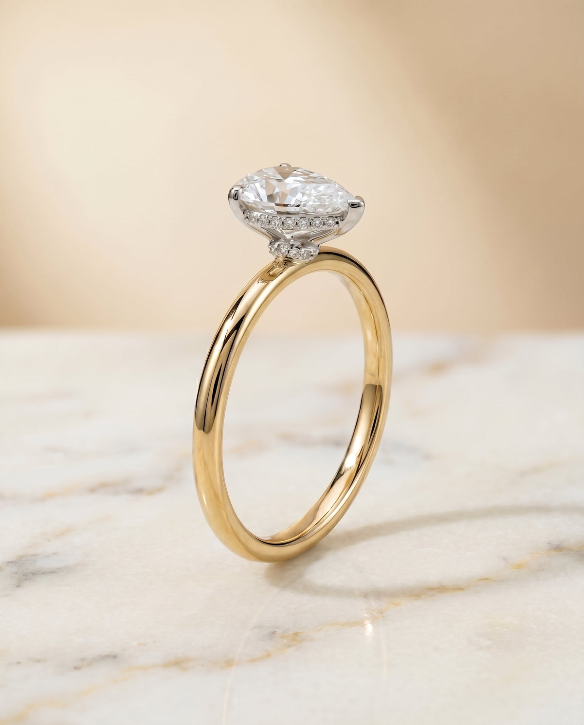 Dolly Select Double Hidden Halo Solitaire Princess Cut Lab Diamond Engagement Ring in 18K Yellow Gold, front view | RockHer