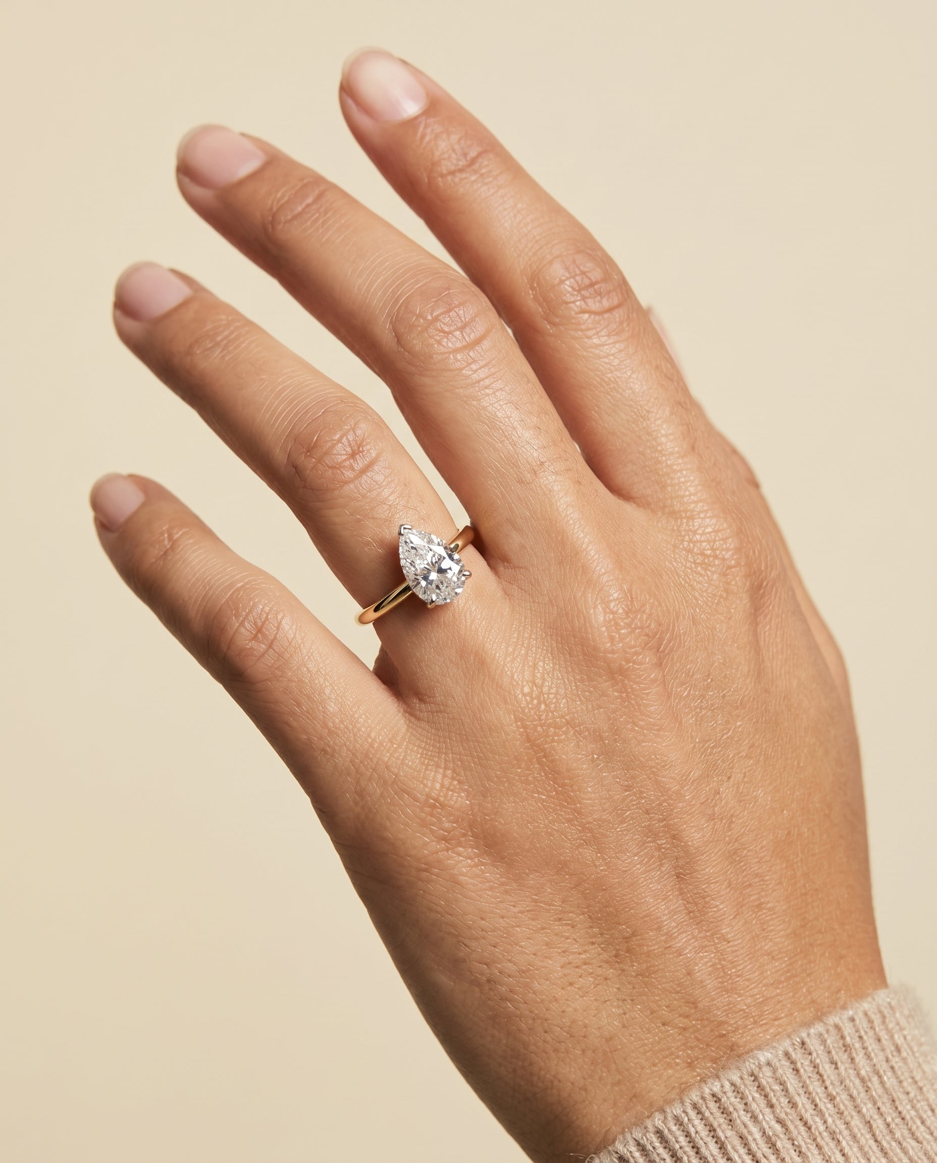 The Dolly engagement ring setting in 18K Yellow Gold, double hidden halo solitaire design | RockHer